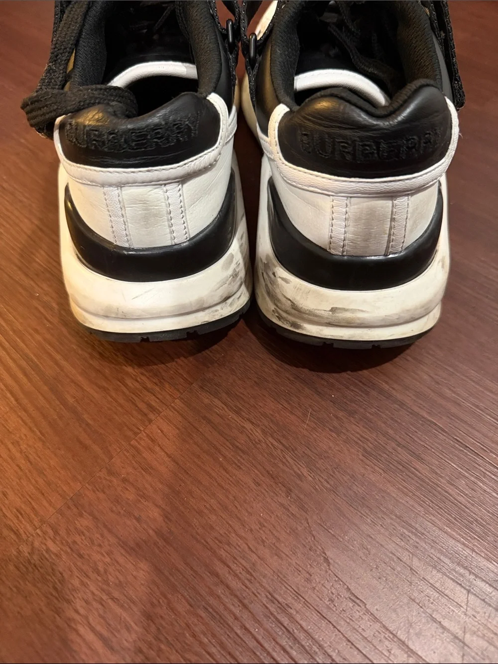Burberry Sneakers Black and White Logo Strap Sneakers
